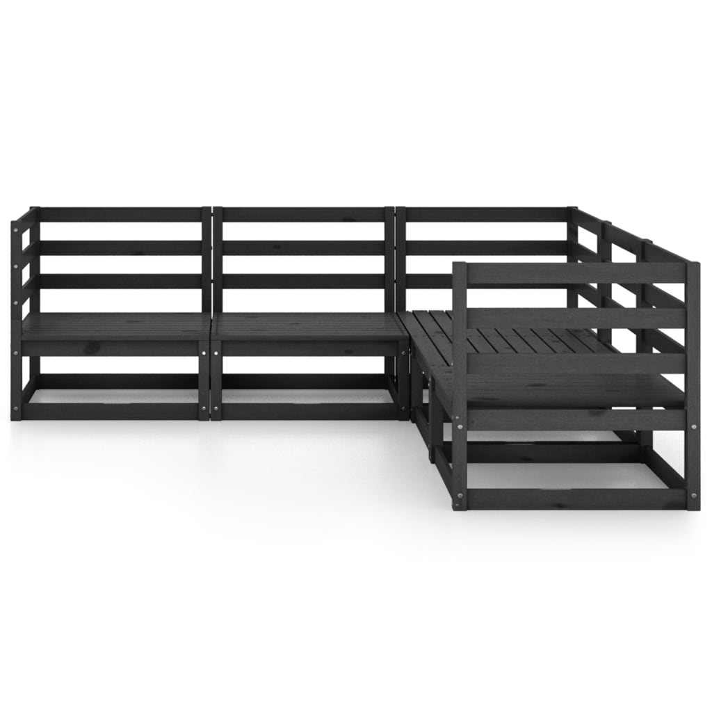 

vidaXL 5-delige Loungeset massief grenenhout zwart