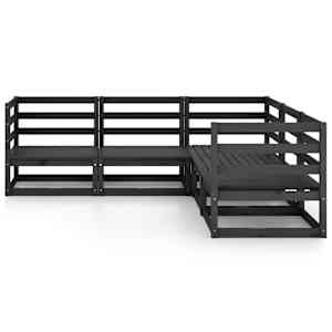 vidaXL Sodo poilsio baldų komplektas, 5 dalių, juodas, pu&scaron;ies masyvas