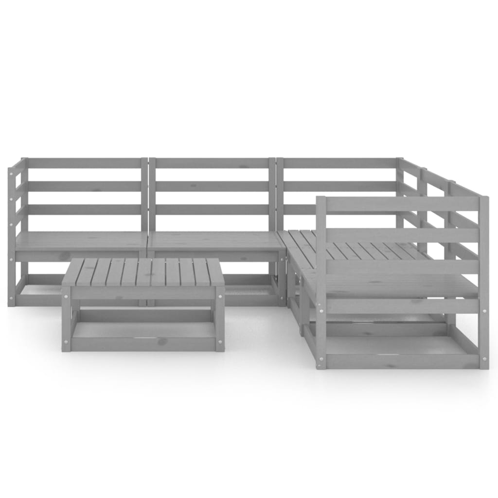 

vidaXL 6-delige Loungeset massief grenenhout grijs