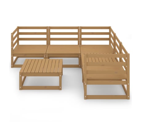 vidaXL 6-osainen puutarhasohvasarja hunajanruskea t&auml;ysi m&auml;nty