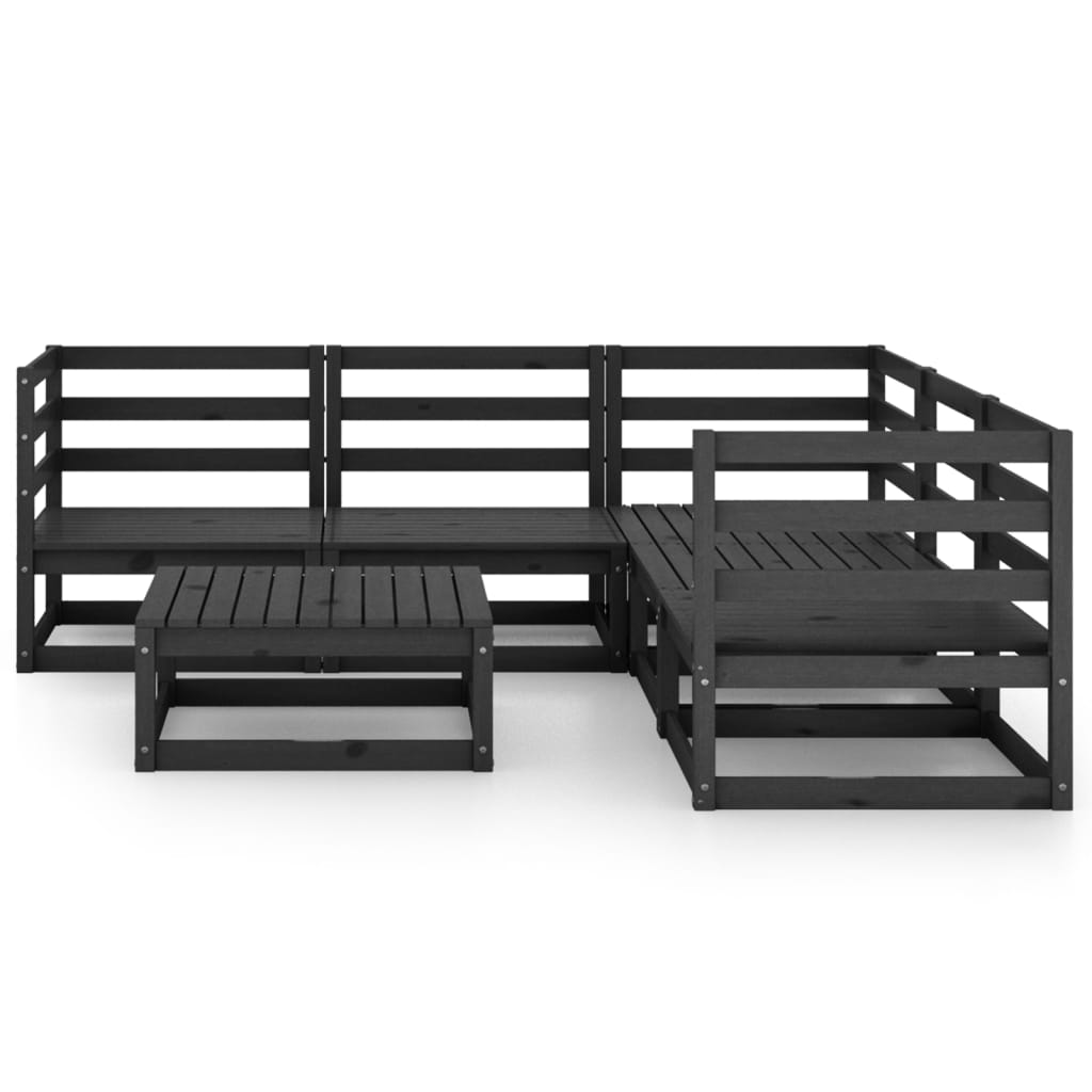 

vidaXL 6-delige Loungeset massief grenenhout zwart