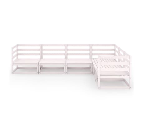 vidaXL Sodo poilsio baldų komplektas, 6 dalių, baltas, pu&scaron;ies masyvas