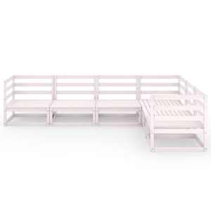 vidaXL Sodo poilsio baldų komplektas, 6 dalių, baltas, pu&scaron;ies masyvas