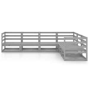 vidaXL Sodo poilsio baldų komplektas, 6 dalių, pilkas, pu&scaron;ies masyvas