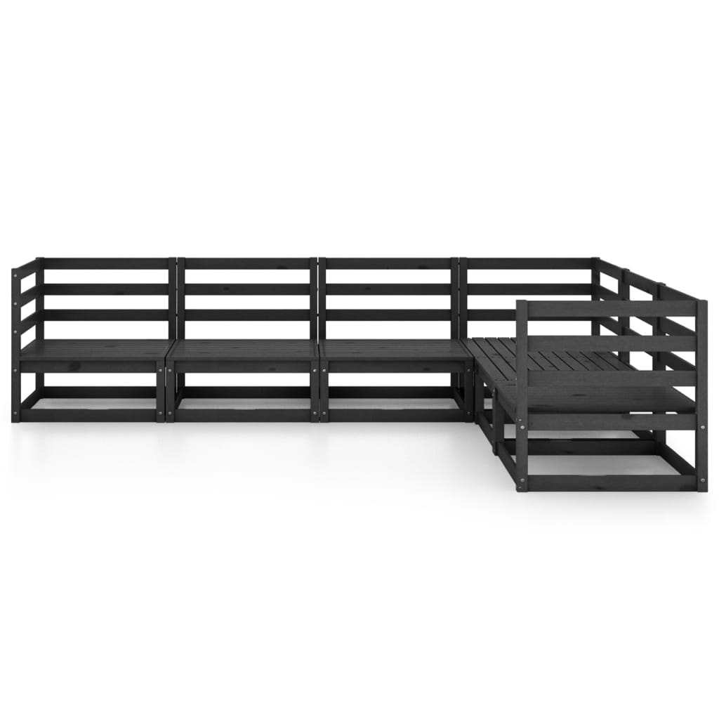

vidaXL 6-delige Loungeset massief grenenhout zwart