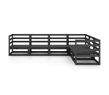 vidaXL Sodo poilsio baldų komplektas, 6 dalių, juodas, pu&scaron;ies masyvas