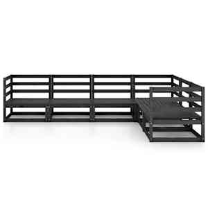 vidaXL Sodo poilsio baldų komplektas, 6 dalių, juodas, pu&scaron;ies masyvas