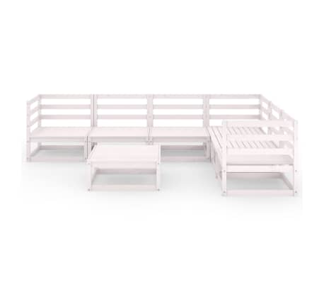 vidaXL Salon de jardin 7 pcs Blanc Bois de pin massif