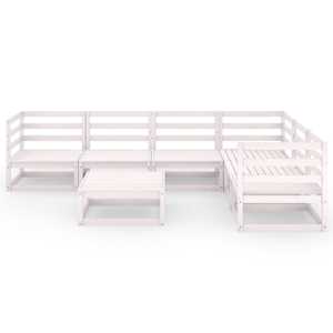 vidaXL Salon de jardin 7 pcs Blanc Bois de pin massif