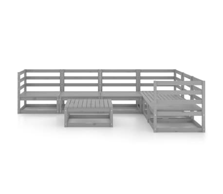 vidaXL Sodo poilsio baldų komplektas, 7 dalių, pilkas, pu&scaron;ies masyvas