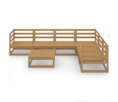 vidaXL Set mobilier de grădină, 7 piese, maro miere, lemn masiv pin