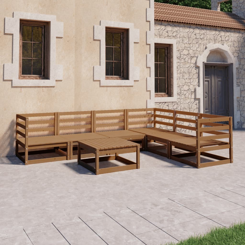 vidaXL 7-tlg. Garten-Lounge-Set Honigbraun Massivholz Kiefer