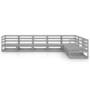 vidaXL Sodo poilsio baldų komplektas, 7 dalių, pilkas, pu&scaron;ies masyvas