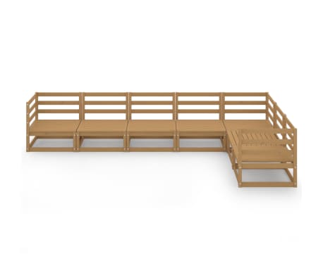 vidaXL 7 Piece Garden Lounge Set Honey Brown Solid Pinewood