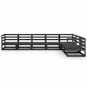 vidaXL Sodo poilsio baldų komplektas, 7 dalių, juodas, pu&scaron;ies masyvas