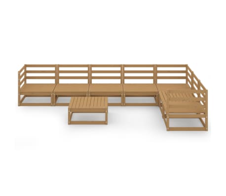 vidaXL Sodo poilsio baldų komplektas, 8 dalių, rudas, pu&scaron;ies masyvas