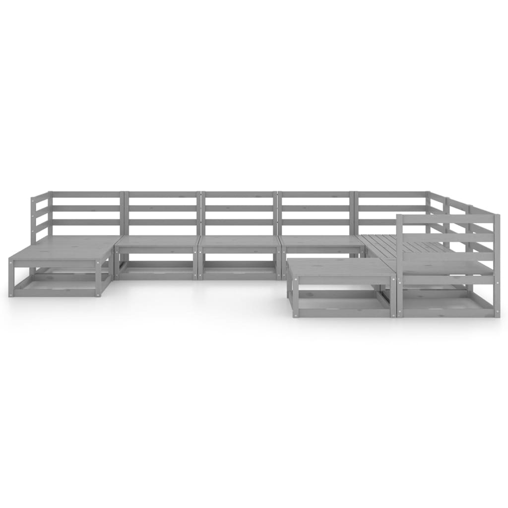 

vidaXL 9-delige Loungeset massief grenenhout grijs