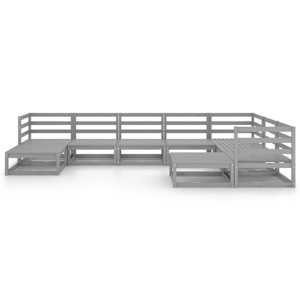 vidaXL Vrtna sedežna garnitura 9-delna siva trdna borovina