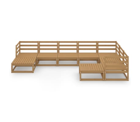 vidaXL 9 Piece Garden Lounge Set Honey Brown Solid Pinewood