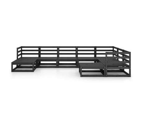 vidaXL 9-tlg. Garten-Lounge-Set Schwarz Massivholz Kiefer