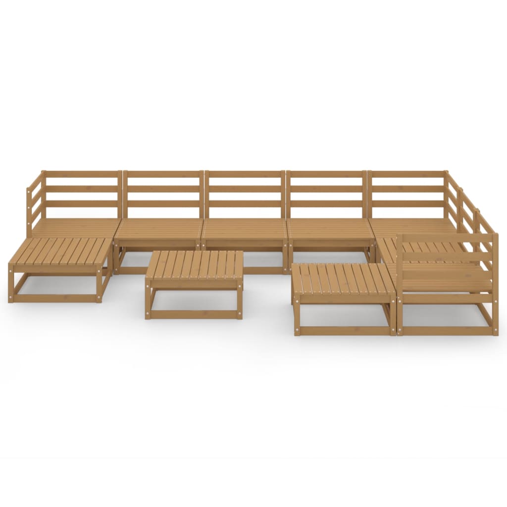 vidaXL 10-delige Loungeset massief grenenhout honingbruin afbeelding