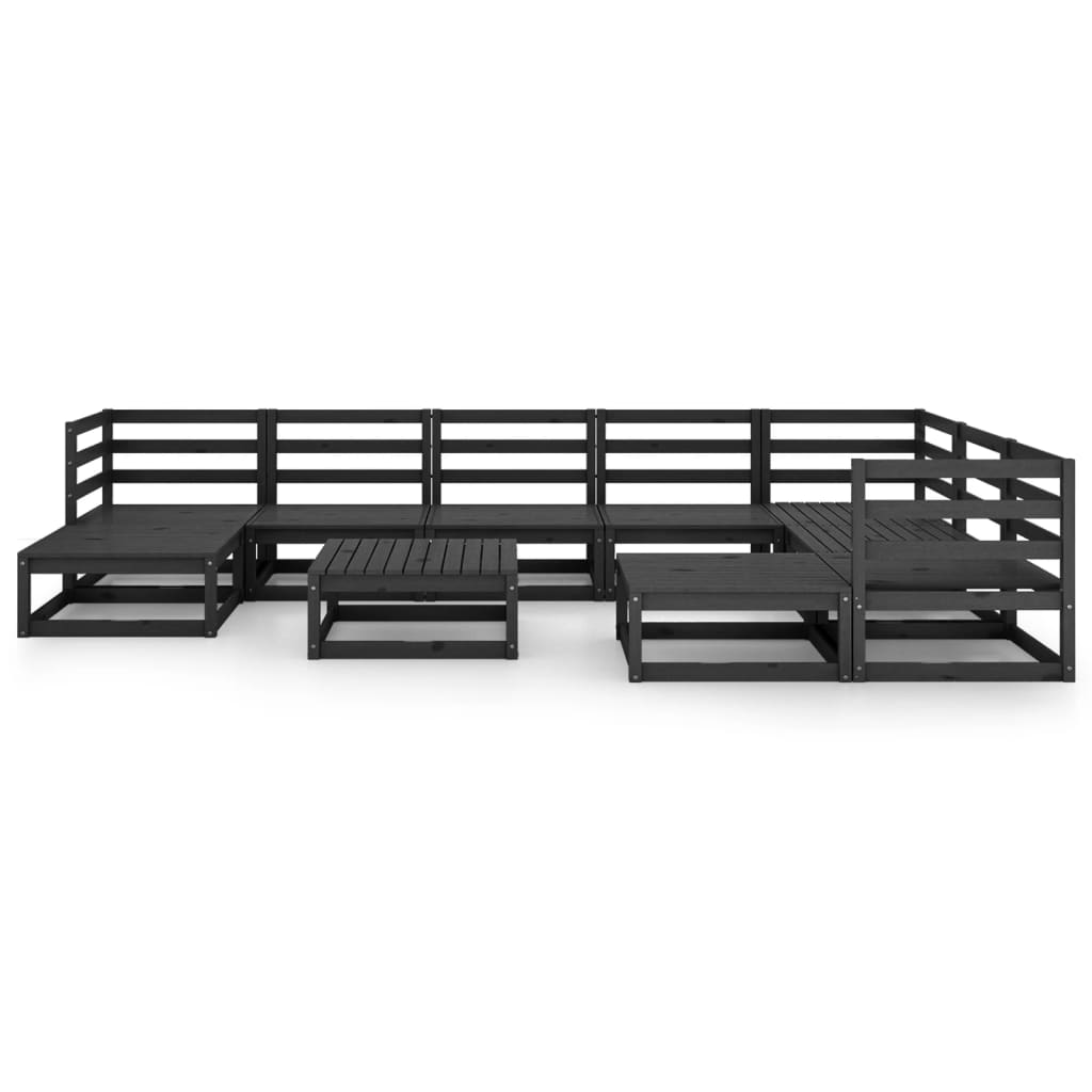 

vidaXL 10-delige Loungeset massief grenenhout zwart