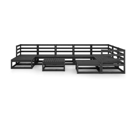 vidaXL 10-tlg. Garten-Lounge-Set Schwarz Massivholz Kiefer