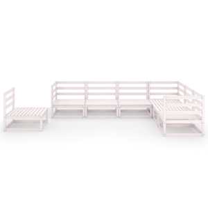 vidaXL Sodo poilsio baldų komplektas, 7 dalių, baltas, pu&scaron;ies masyvas