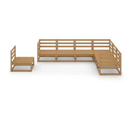 vidaXL Salon de jardin 7 pcs marron miel bois de pin massif