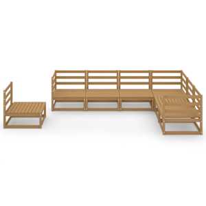 vidaXL Salon de jardin 7 pcs marron miel bois de pin massif