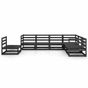 vidaXL Sodo poilsio baldų komplektas, 7 dalių, juodas, pu&scaron;ies masyvas