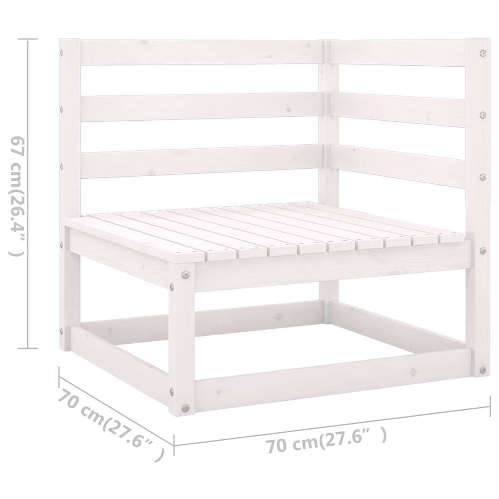 Set mobilier relaxare de grădină 8 piese alb lemn masiv de pin