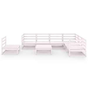 vidaXL Sodo poilsio baldų komplektas, 8 dalių, baltas, pu&scaron;ies masyvas