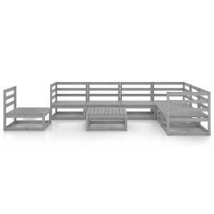 vidaXL Sodo poilsio baldų komplektas, 8 dalių, pilkas, pu&scaron;ies masyvas