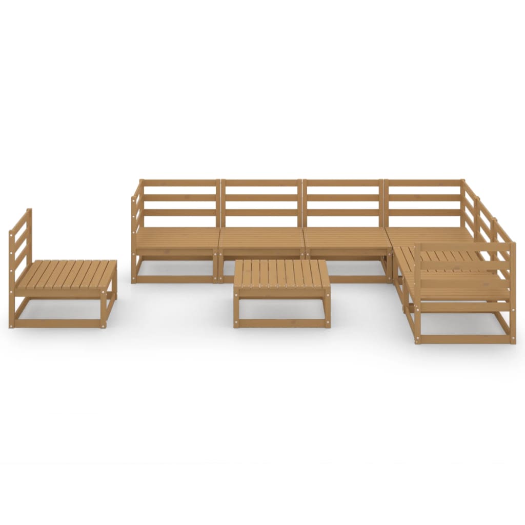 vidaXL 8-delige Loungeset massief grenenhout honingbruin afbeelding