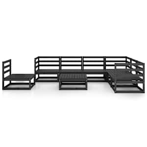 vidaXL Sodo poilsio baldų komplektas, 8 dalių, juodas, pu&scaron;ies masyvas