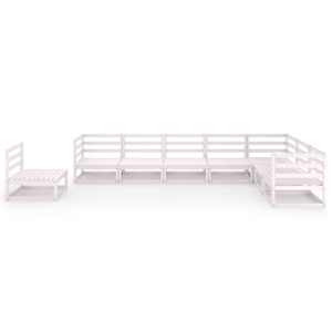 vidaXL Sodo poilsio baldų komplektas, 8 dalių, baltas, pu&scaron;ies masyvas