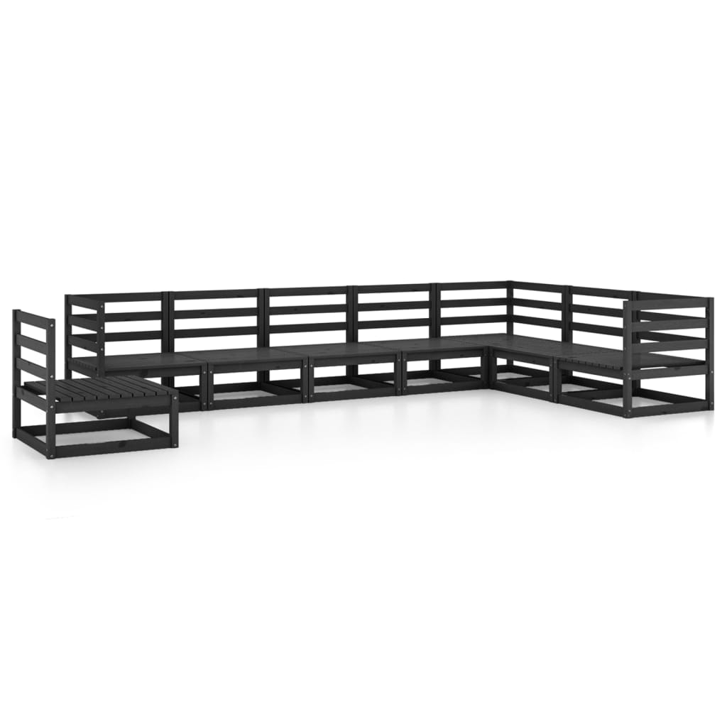 Thumbnail - vidaXL 8-tlg. Garten-Lounge-Set Schwarz Massivholz Kiefer