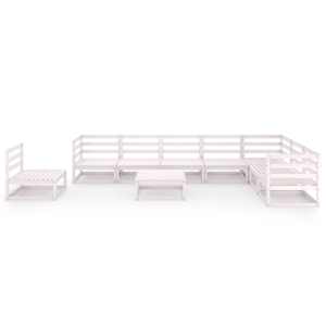 vidaXL Sodo poilsio baldų komplektas, 9 dalių, baltas, pu&scaron;ies masyvas