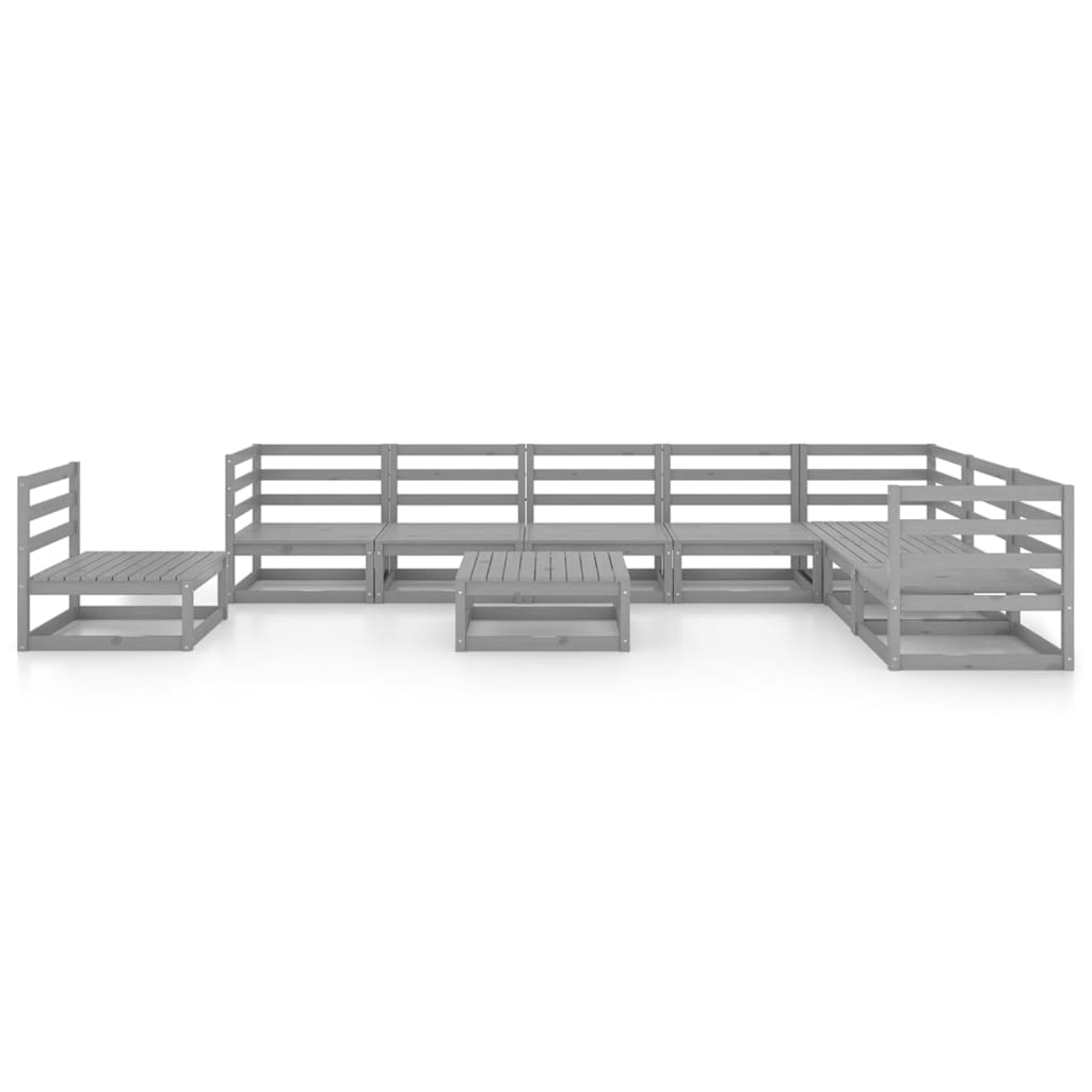 

vidaXL 9-delige Loungeset massief grenenhout grijs