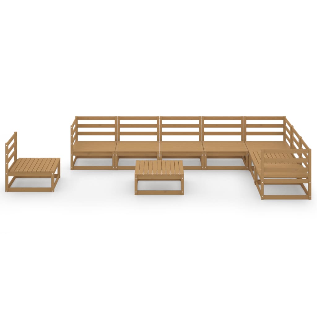 vidaXL 9-delige Loungeset massief grenenhout honingbruin afbeelding