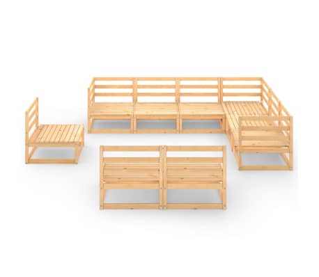 vidaXL Sodo poilsio baldų komplektas, 9 dalių, pu&scaron;ies medienos masyvas