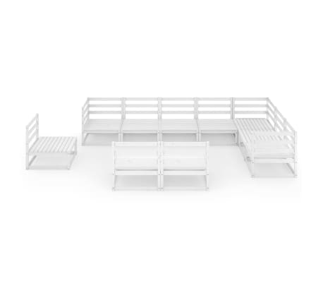 vidaXL Sodo poilsio baldų komplektas, 9 dalių, baltas, pu&scaron;ies masyvas