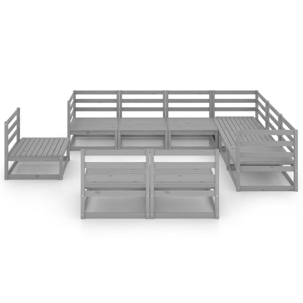 vidaXL 9-delige Loungeset massief grenenhout grijs afbeelding