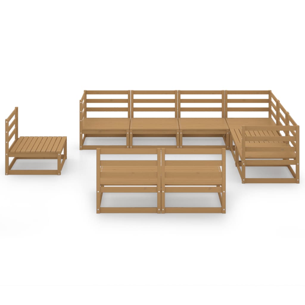 

vidaXL 9-delige Loungeset massief grenenhout honingbruin