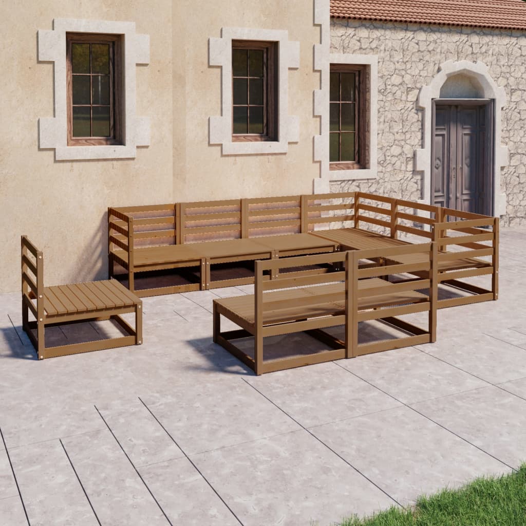 vidaXL 9-tlg. Garten-Lounge-Set Honigbraun Massivholz Kiefer