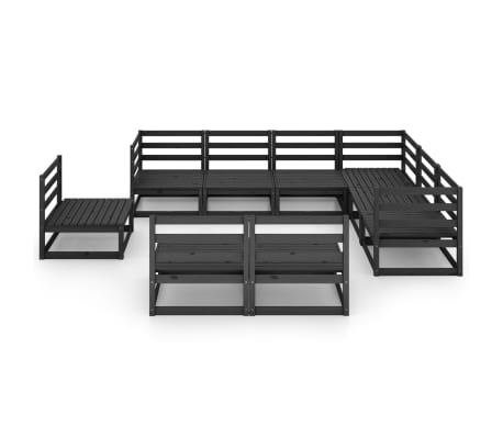 vidaXL 9-tlg. Garten-Lounge-Set Schwarz Massivholz Kiefer