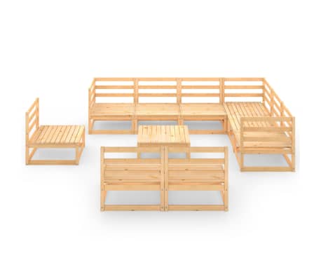 vidaXL Sodo poilsio baldų komplektas, 10 dalių, pu&scaron;ies masyvas