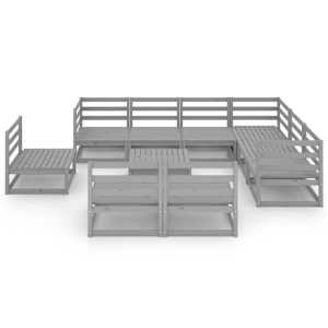 vidaXL Sodo poilsio baldų komplektas, 10 dalių, pilkas, pu&scaron;ies masyvas