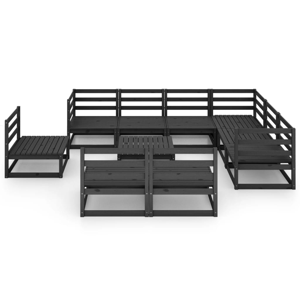 Thumbnail - vidaXL 10-tlg. Garten-Lounge-Set Schwarz Massivholz Kiefer